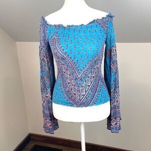 Altar’d State Bohemian Flare Sleeve Smocked Blouse Size XS Women’s